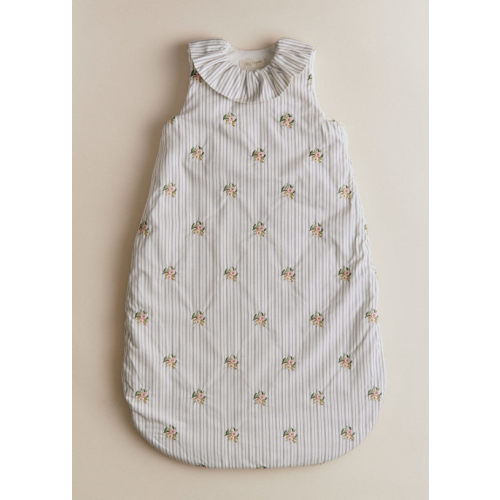 Striped Sleep Sack With Flower Embroidery - Size 2