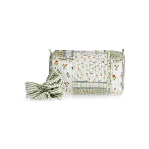 No Boundaries Quilted Pouch with Hair Scrunchie Set, 2-Piece, Women's, Green Patchwork