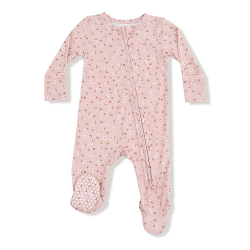 2-Way Zip Footie, Carrie Floral Pink, 0-3M