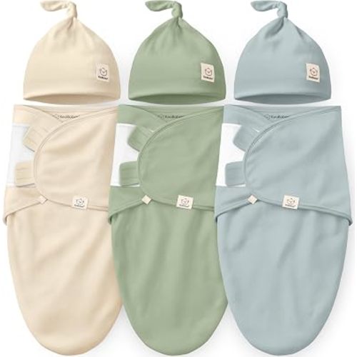 3pk Organic Swaddles for Newborns Girls, Boys & Hats (Slate, 0-3M)