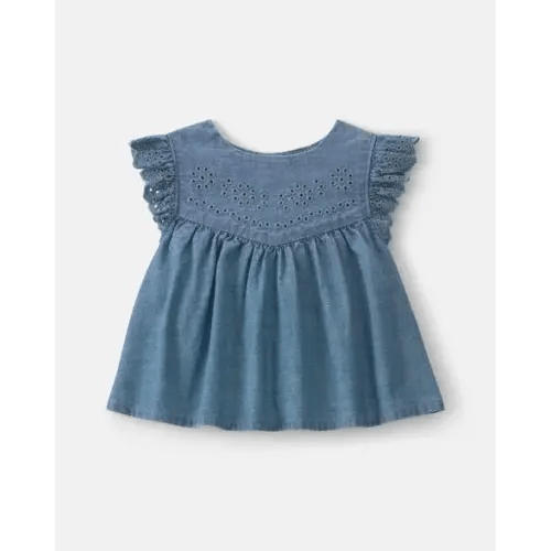 Baby Girl Chambray Peplim Top - Medium Wash - OshKosh B'gosh | Carter's
