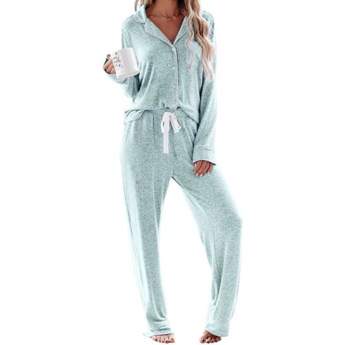 Aamikast Women's Pajama Sets Long Sleeve Button Down Sleepwear Nightwear Soft Pjs Lounge Sets