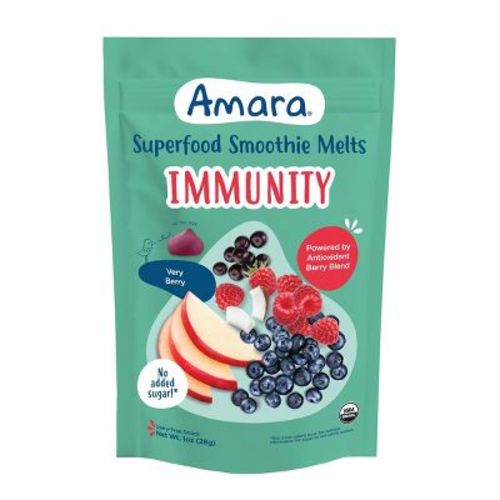 Amara Organic Very Berry Immunity Blend Superfood Smoothie Melts - 1oz: 8 Months and Up, Pouch, Gluten-Free, Non-GMO
