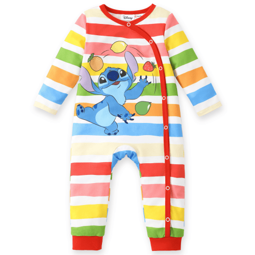 Disney Stitch Baby Romper Rainbow Stripe One Piece Outfit Gifts for Babys Boys Girls 6-9 Months