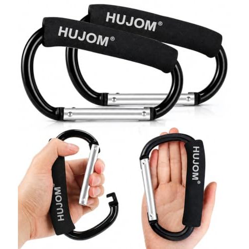Stroller Hooks 2 Pack Heavy Duty Large Carabiner Clips for Bags & Baby Gear | Universal Fit, Hang Diaper, Purse, Grocery & Shopping Bags, Mommy Accessories, Backpack, Camping, Hiking, Climbing, Moms gift