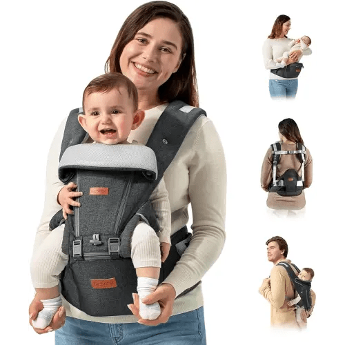 besrey Baby Carrier Hip Seat for Dad, Front Summer Infant Carrier Newborn to Toddler, Plus Men Backpack Holder, Harness for Carrying Infant, Hip Seat with Strap