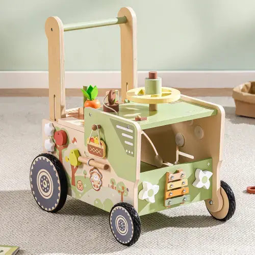 ROBUD Wooden Baby Push Walker Green Farm