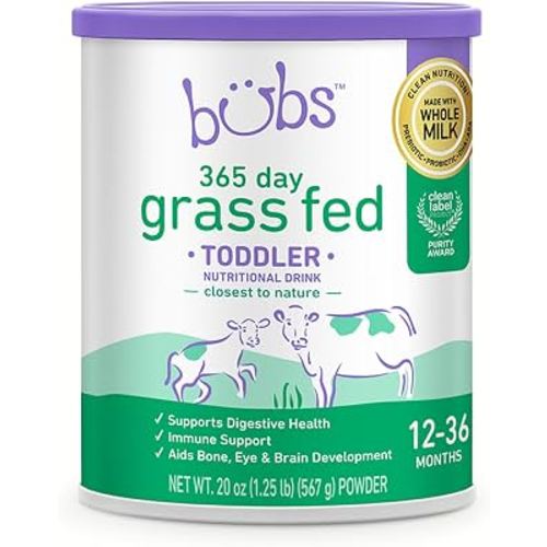 Amazon.com: Bubs 365 Day Grass Fed Infant Formula for 0-12 Months, Non-GMO Milk, 20oz | Cow Milk-Based Powder with Iron, DHA, Prebiotics & Probiotics to Support Gentle, Digestive Health : Baby