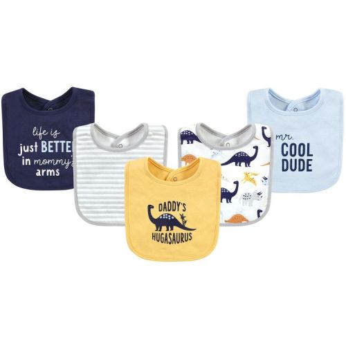 Hudson Baby Infant Boys Cotton Bibs Set, Hugasaurus, One Size