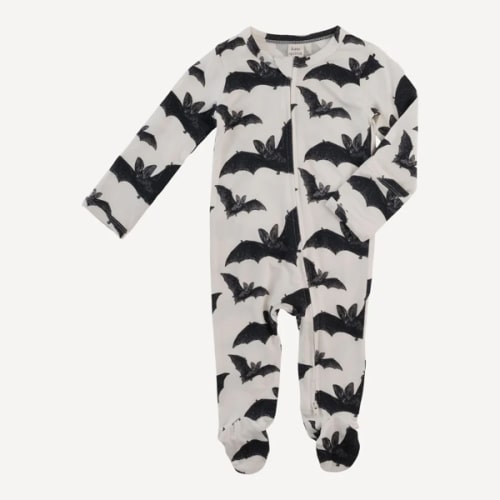 long sleeve two way zipper footie | bats | bamboo – kate quinn