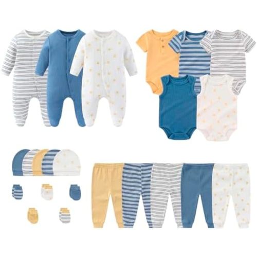Newborn Layette Gift Set 23-Piece Baby Bodysuits Infant Outfits Essentials and Accessories 0-12 Months