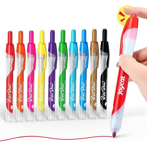 JoyCat Click & Draw Washable Markers for kids with Retractable Tips,10 Colors Markers Set,retractable marker for Toddlers Kids, Ideal arts & crafts supplies,coloring markers,Holiday Gifts for Kid.