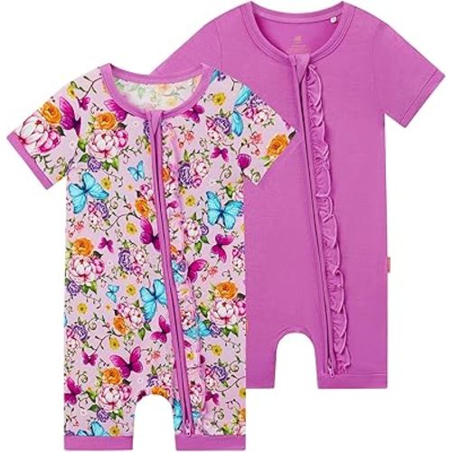 Bamboo Viscose Baby Girl Romper Infant Short Sleeve Zipper Baby Jumpsuit