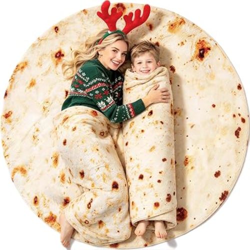 Burrito Tortilla Throw Blanket White Elephant Gifts for Kids Teens Adults