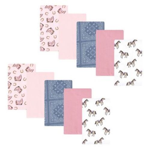 Hudson Baby Girls Cotton Flannel Burp Cloths 10-Pack, Cowgirl, One Size