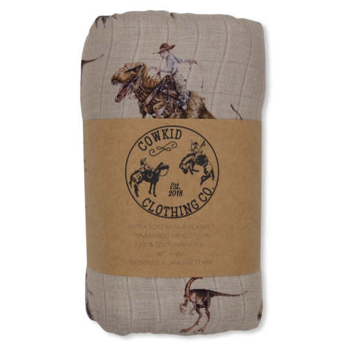 Cowboy Dino Bamboo Muslin/Waffle Blanket – Cowkid Clothing Company