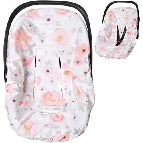 Infant Car Seat Cover Liner, Carseat Cover Liner and Protection for Baby Boys Girls, Soft Comfortable, Machine Washable, Pink