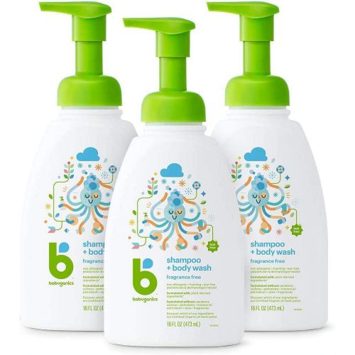 Babyganics 3 Pack Shampoo + Body Wash, Tear-Free, Fragrance Free, 16 Fl Oz