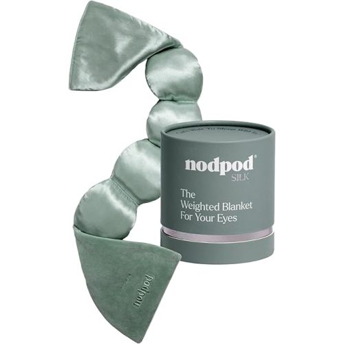 Nodpod Mineralized Silk Gentle Pressure Sleep Mask - Strap-Free, Light-Blocking Design for Sleep, Travel & Relaxation - Weighted Eye Pillow, Machine Washable (Willow)