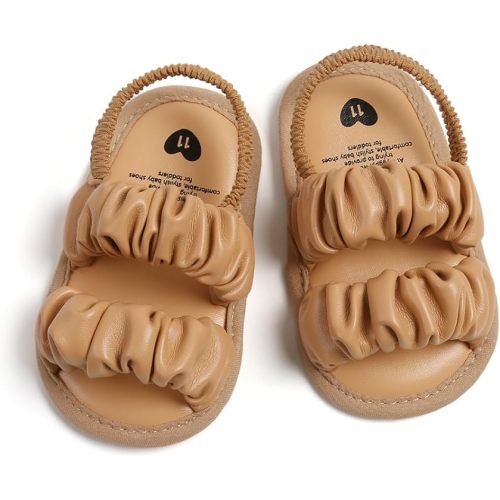 GDSDYM Infant Baby Girls Summer Sandals with Flower Bowknot Soft Sole Newborn First Walker Crib Dress Shoes - 0-6 Months Infant - A07 Beige