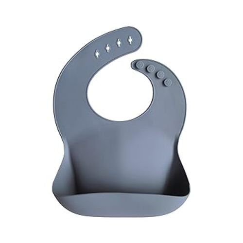 mushie Silicone Baby Bib | Adjustable Fit Waterproof Bibs (Tradewinds)