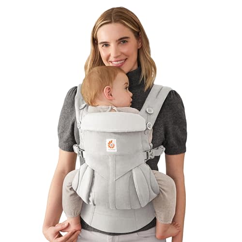 Ergobaby Omni Classic Baby Carrier for Newborn to Toddlers 0-48 Months | 4-Position 100% Premium Cotton Baby Carrier with Ergonomic Support, Fits 7-45 lbs, Pearl Grey