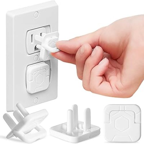 Thyle 100 Pcs Outlet Covers Protectors Plug Bulk Child Baby Proofing Proof for US 3-prong Electrical Outlets Easy Install Socket Sturdy Safe Secure Baby Proofing Kit for Home Office