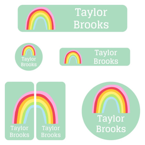 name bubbles Rainbows Daycare Labels Pack