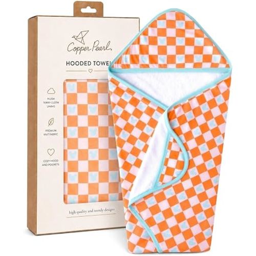 Copper Pearl Hooded Bath Towels Premium Knit/Terry Cloth Baby Towels with Hood, Pockets, and Cool Designs - Great to Gift and Make Bath Time Fun - Baby Bath Towel, Mickey Mouse Check