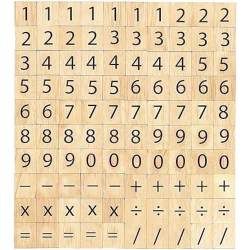 Abbaoww 100 Pcs Wooden Number Symbol Tiles for Crafts, Pendants, Spelling, Scrapbooking, Decoration