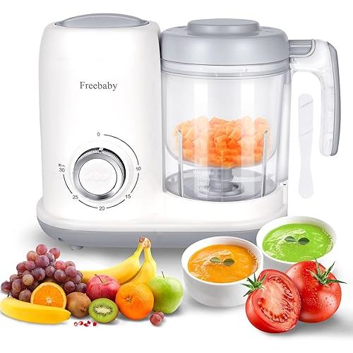 Freebaby 4 in 1 Baby Food Maker and Steamer, One Step Baby Food Processor and Puree Blender, 400ml Big Capacity, Dishwasher Safe Steam Basket, BPA-Free