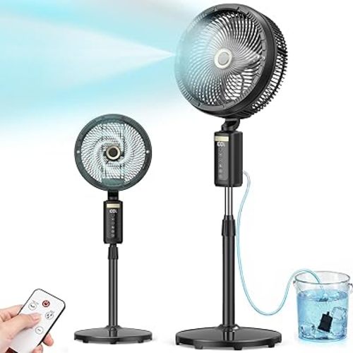 Ausic Outdoor Misting Fan Portable, 30000mAh 12" Mister Fan for Patios Bedroom, Oscillating Pedestal Fans for Outside, Rechargeable Battery Cooling Standing Fan for Camping with Water Pump/Remote