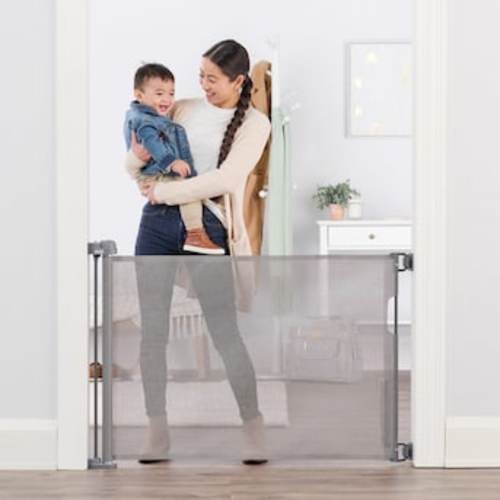 Regalo Mesh Retractable 50-in x 30-in Hardware Mounted Gray Plastic Safety Doorway Gate 1850 G at Lowes.com