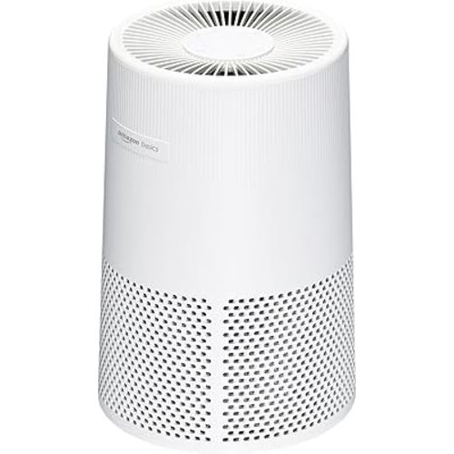 Amazon Basics Air Purifier for Home and Office, With 3-Stage Filtration, HEPA Filter With Activated Carbon, 3 Speeds, Timer, Sleep Mode (32db), Energy Star Certificate, Covers Up to 1067 Sq ft, White