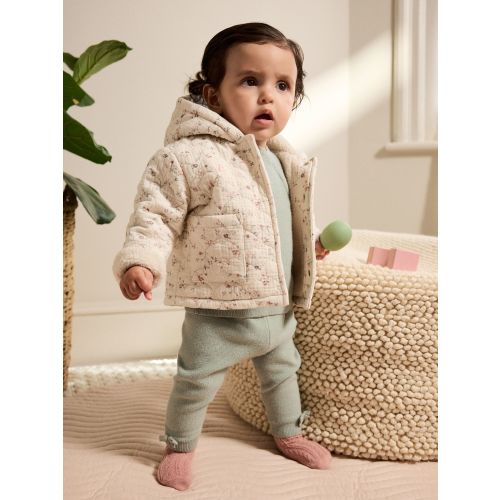 Ecru Floral Baby Crinkle Jersey Coat (0mths-2yrs)
