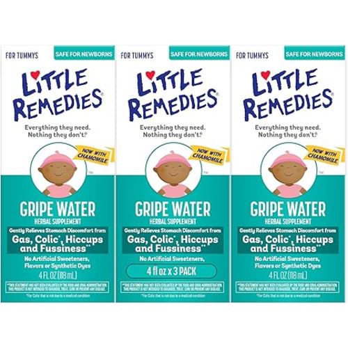 Little Remedies Gripe Water for Babies, With Chamomile, for Baby Gas Relief, No Alcohol or Artificial Dyes, 4 Fl Oz