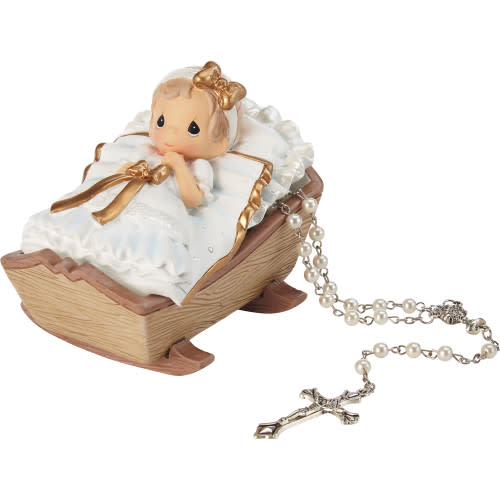 Precious Moments 212405 Cradled In His Love Girl Resin/Plastic/Metal Rosary Box with Rosary