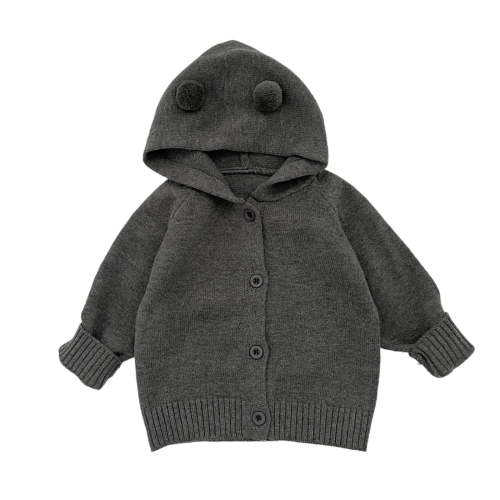 Utlike Boys Jacket Winter Coat Soft Knit Cardigan With Hood Cute Baby Toddler Outerwear Warm Kids Sweater Cozy Fall Outfit Softness Top Size 6 Months-12 Months