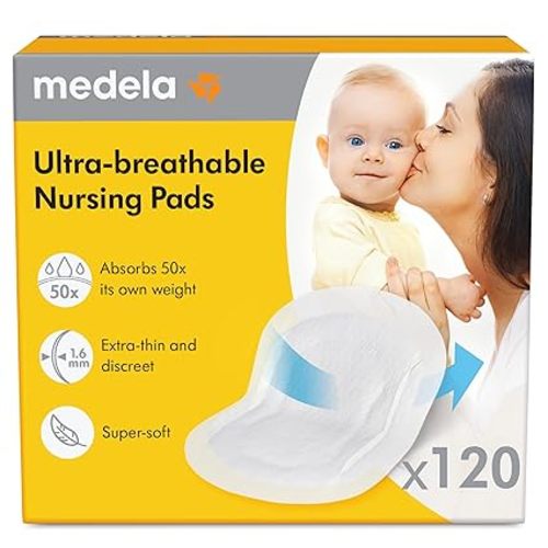 Medela Ultra-Breathable Nursing Pads, Highly Absorbent, Super Soft, Discreet Design for Comfortable Wear, Pack of 120
