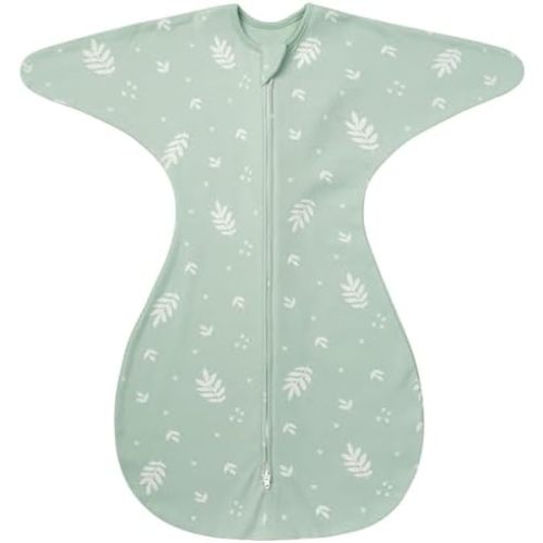 ZIGJOY Baby Transitional Swaddles for Newborns: 0.5 Tog Arms Up Sleep Sack 3-6-12 Months Soft Cotton Shark Fin 2 Way Zipper