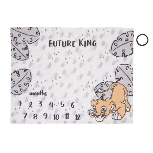 Disney Lion King Simba Grey and White Super Soft Milestone Baby Blanket with Felt Marker, 40 x 50", Unisex Infant Blanket