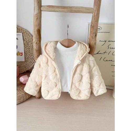 SHEIN LMoss Kids LMoss Newborn Baby Girl Soft Fleece Hooded Jacket With Cute Heart Print, Warm For Autumn & Winter | SHEIN USA