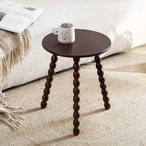 Small Side Table, Solid Wood Round End Table for Small Space, Accent Table Nightstand Modern Table for Living Room Bedroom Office Couch