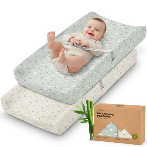 2-Pack Isla Changing Pad Covers - Daisies / 34 x 18