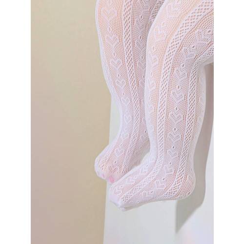 1pair Baby Girls' Princess All-Over Heart Patterned Breathable Mesh Tights, Ideal For Daily Wear Or Outfits | SHEIN USA