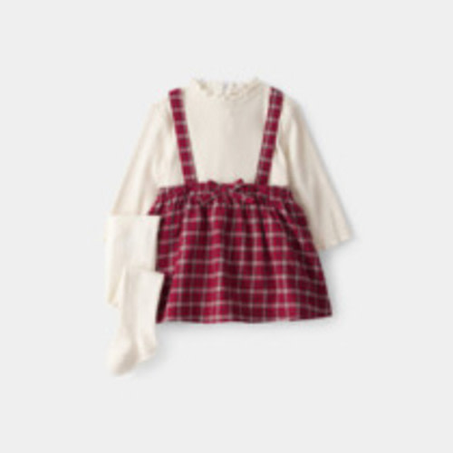 Carter's Baby Girl 3-Piece Plaid Print Tee, Skirt & Tight Set