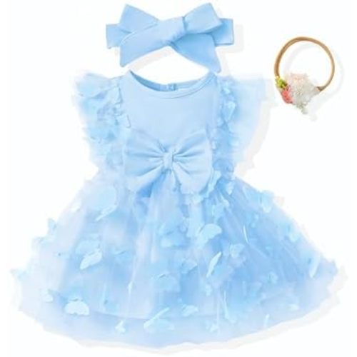 Renotemy Baby Girl Flower Dress Summer, Tutu Tulle Boho Princess Wedding Birthday Party Dresses for Infant Girls 0-18 Months