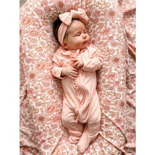 Baby Girl Clothes, Organic Bamboo Footie With Bow, Bamboo Baby Clothes, Coming Home Outfit for Baby Girls Newborn Bamboo Ruffled Foot - Etsy