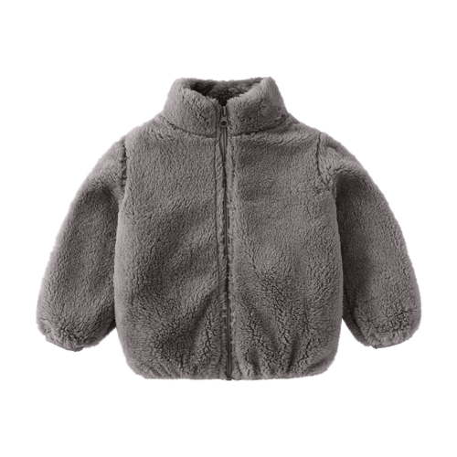 TAGOLD Kids Coats Toddler Baby Grils Fleece Outwear Boys Zipper Solid-color Thick Kids Warm Coat