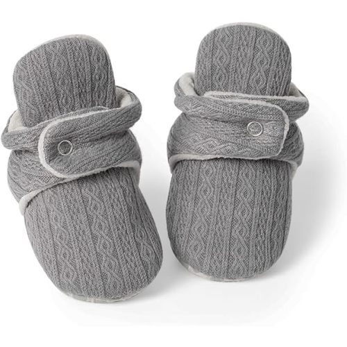 Sawimlgy Newborn Infant Baby Girl Boy Cotton Booties Stay On Sock Slippers Soft Bedroom Shoes Non-Skid Ankle Boots With Grippers Toddler Crib Warm Shoe First Walker Birthday Shower